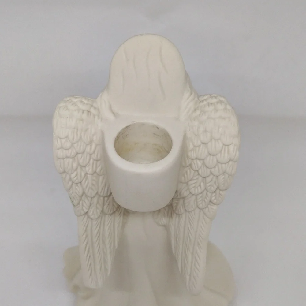 Vintage PartyLite Angel of Light Bisque Taper Candle Holder Matte Ivory‎ Finish